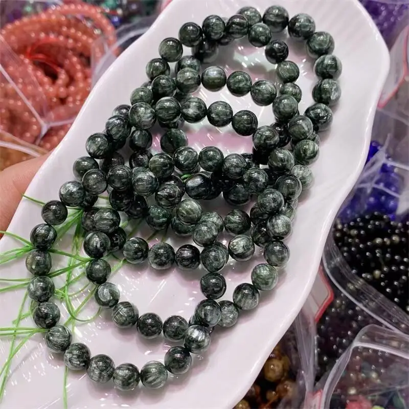 

8MM Natural Seraphinite Bracelet For Women Men Love Gift Crystal Beads Strands Jewelry Gift 1PCS