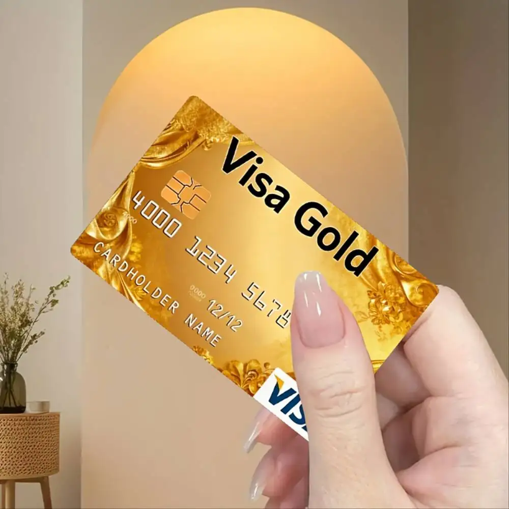 Golden VISA Design Credit Card Sticker High Quality PVC Holiday Festival Gift Decal For EBT Transit Debit Bank Key Cards