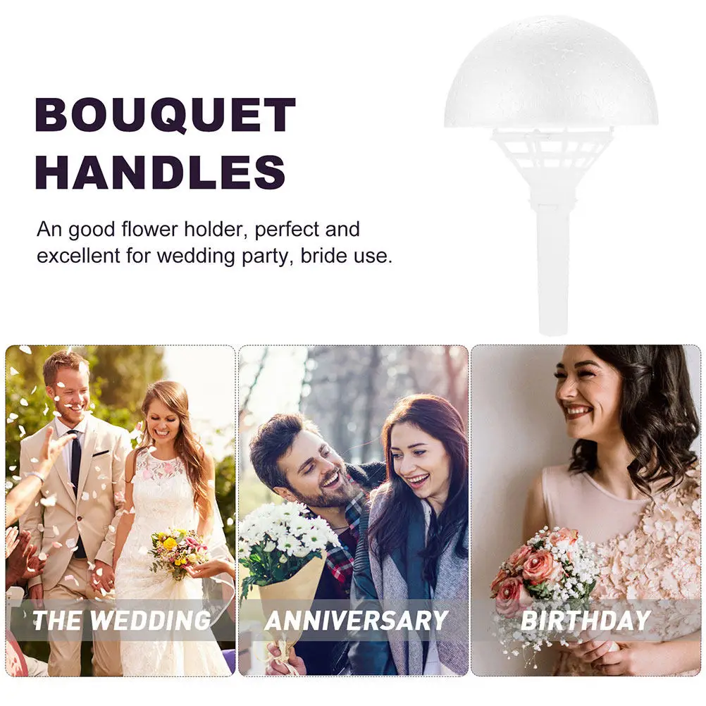 Elegant White Wedding Bouquet Holder Foam Floral Handle for Fresh Artificial Bridal Bouquet Making Supplies