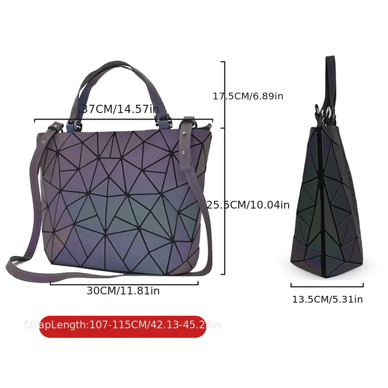 Bolsos de hombro de gran capacidad para mujer, bolso de mano con diamantes geométricos, bolso de cubo luminoso, bandolera plegable