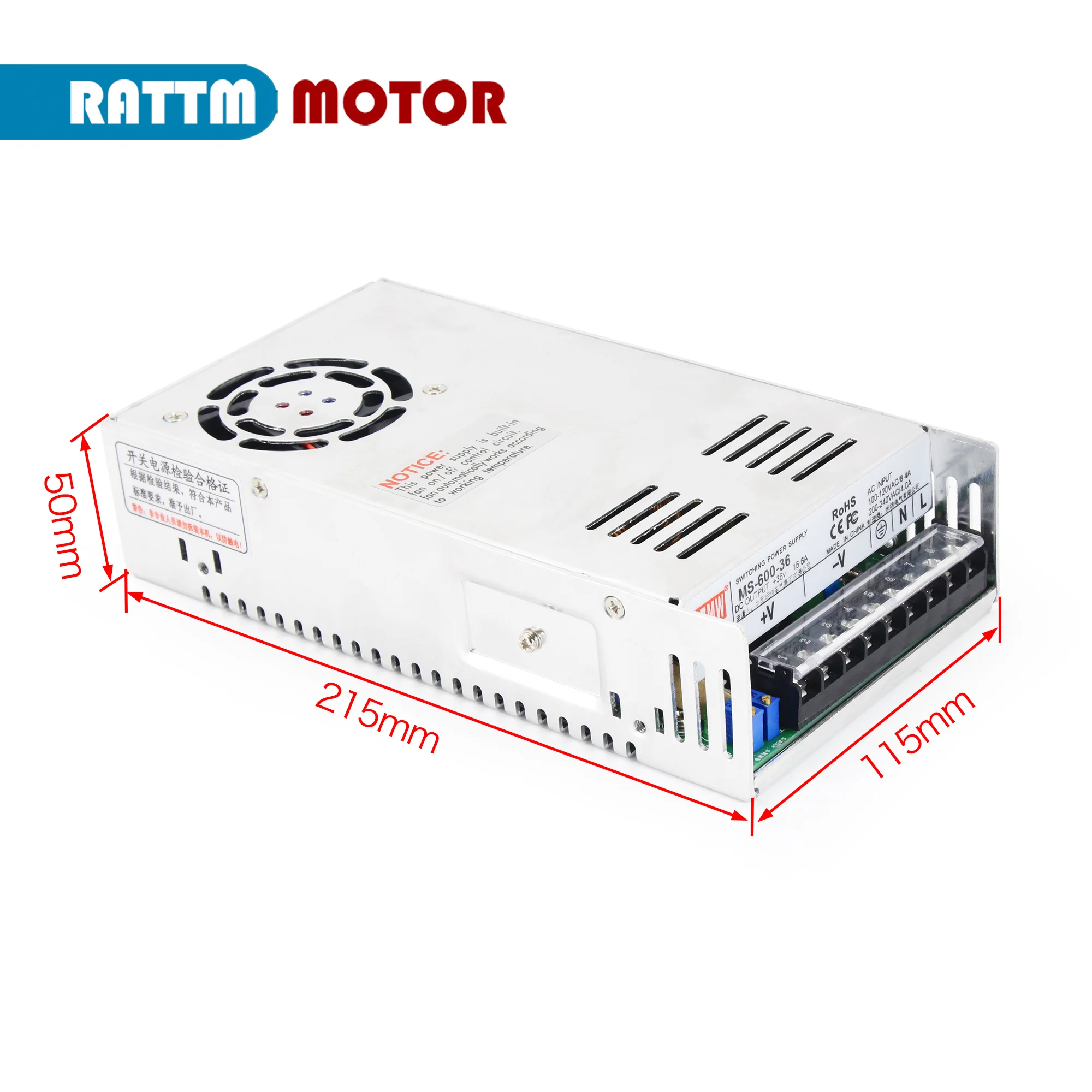 

RATTM 600W Switching Power Supply Adjustable Voltage Single output AC-DC 5V 12V 24V 36V 48V 60V 72V Power Supply Source Adapter