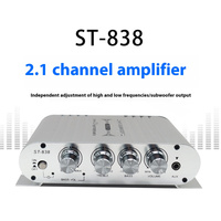 ST-838 HiFi 2.1 Channel Power Amplifier Stereo Bass Sound Amp RMS 20Wx2+40W Class D Mini Media Player MP3 Car Black Home Amplify