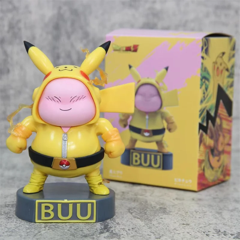 Dragon Ball Magic Man Majin Buu Cos Pokemon Pikachu Handmade  Model Decoration Q Edition Crossdressing Doll Collectible Toy Gift