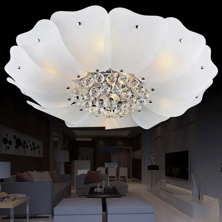 Northern Europe Led Ceiling Lights Decoration for Living Room Luminarias Crystal Flower Shade Lamp
