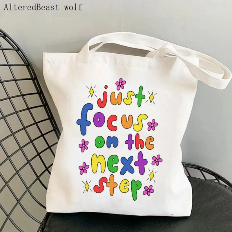 Women Shopper bag It's Okay To Feel Your Feelings Cool Printed Bag Harajuku Shopping Canvas Shopper Bag girl Tote Shoulder Bag