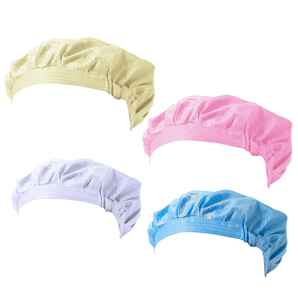 Chapeaux de Chef antistatiques en Polyester, 4 pièces, pour salle blanche, Anti-poussière, pour atelier, usine, casquette de travail, casquette de protection, bleu, blanc, rose, jaune