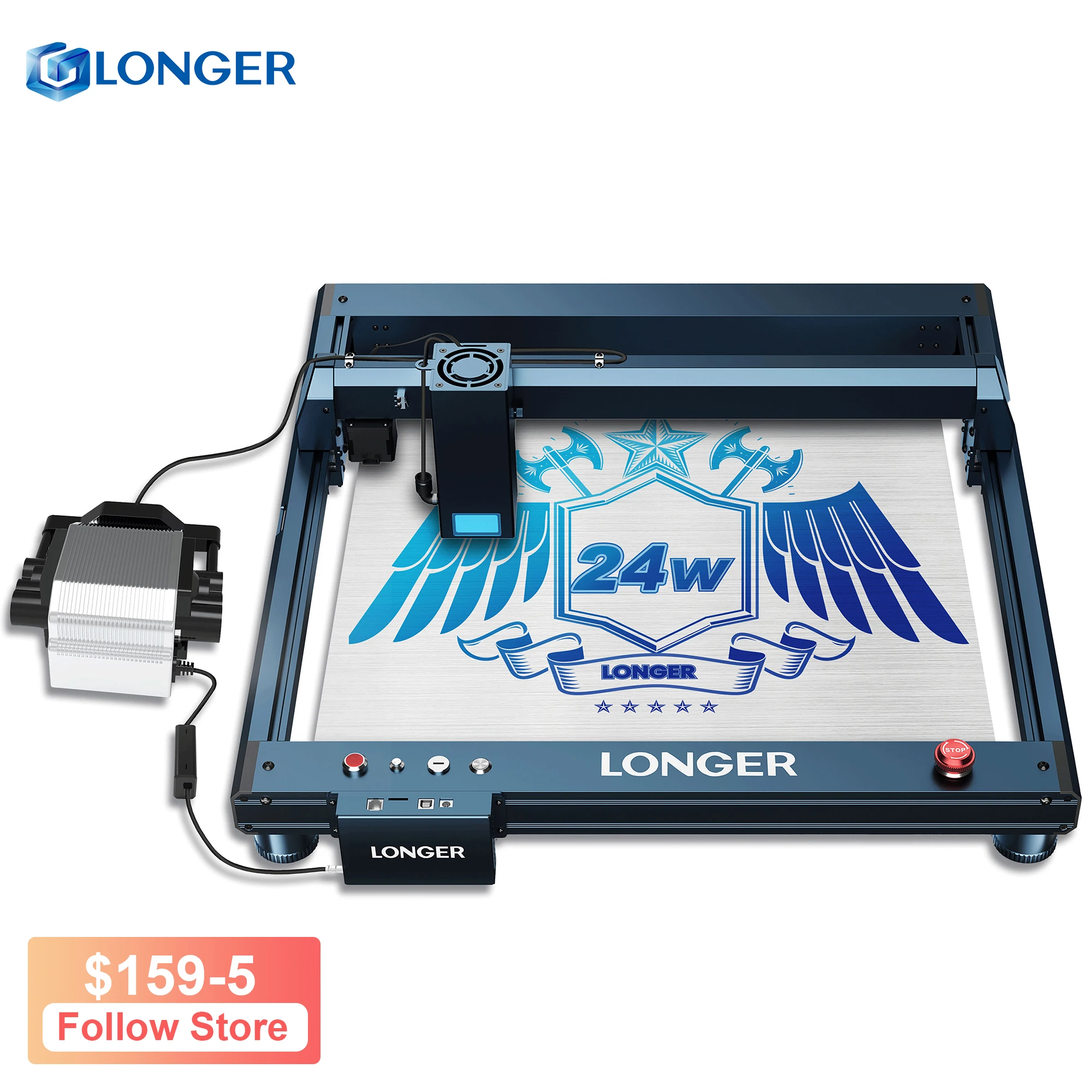 

LONGER B1 20W Laser Engraver Cutting Wood Metal fabric plastic With Flame Detection Displacement Protection Auto Air-assist