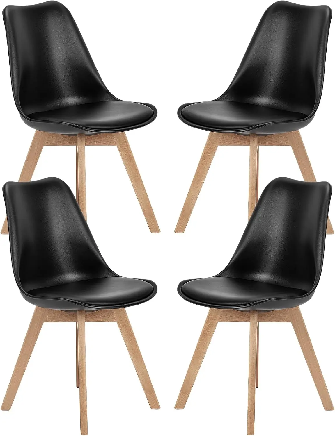 

Sweetcrispy Обеденные стулья, Набор из 4 стульев для столовой, Стулья для столовой, Кухонные стулья, Современные стулья середины века, обивка из искусственной кожи