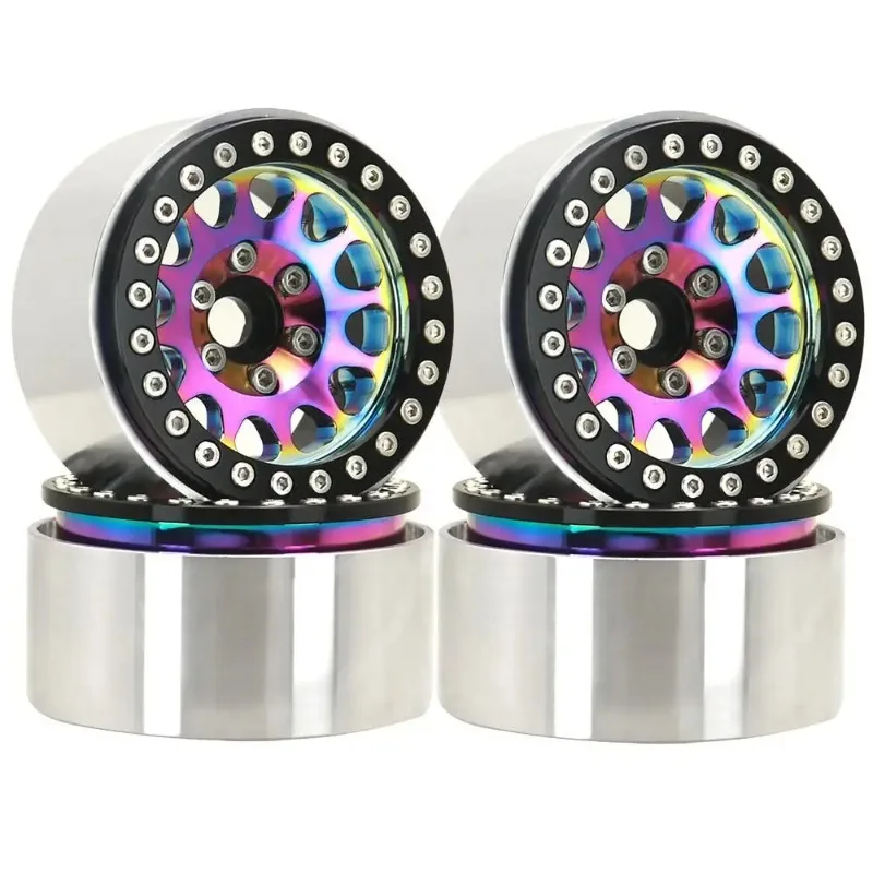 

4PCS 1.9 Inch Colorful Metal 12 Round Hole Beadlock Wheel Hubs for 1/10 RC Crawler SCX10 AXI03007 Yikong TRX4 RGT