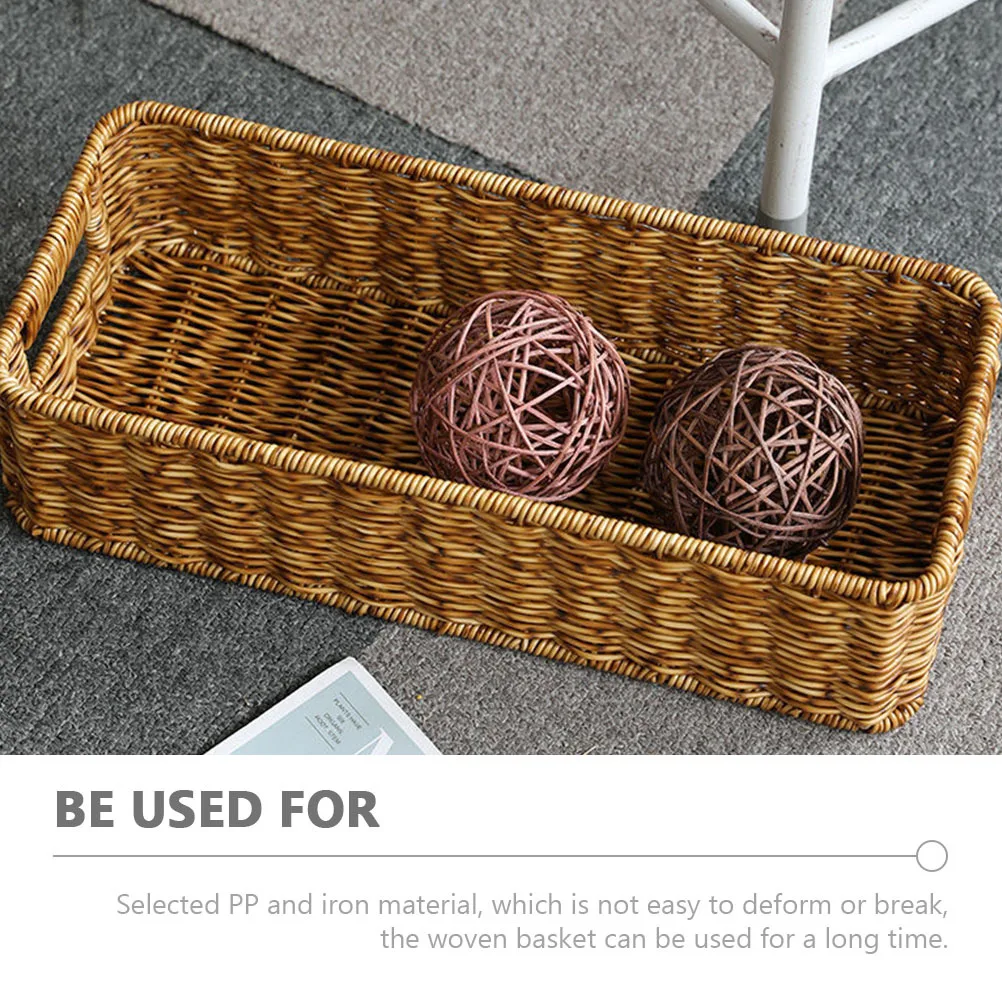 

Woven Storage Basket Organizer For Home Desktop Sundries Natural Pp Iron Material Farmhouse Style Household Organizer