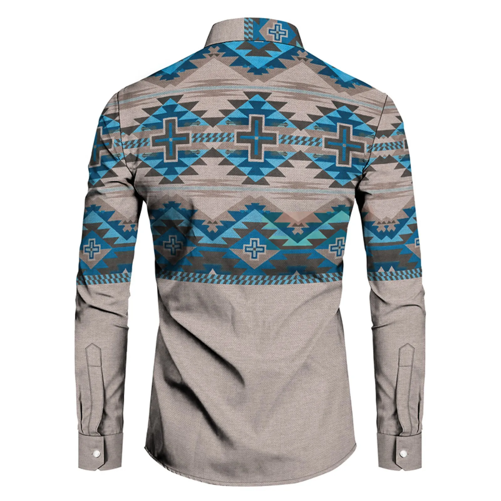 Fashion Long Sleeve Men Shirts Slim Fit Social Casual Aztec Ethnic Rockabilly 3D Print Dress Camisas Flower Retro Plaid Blouse