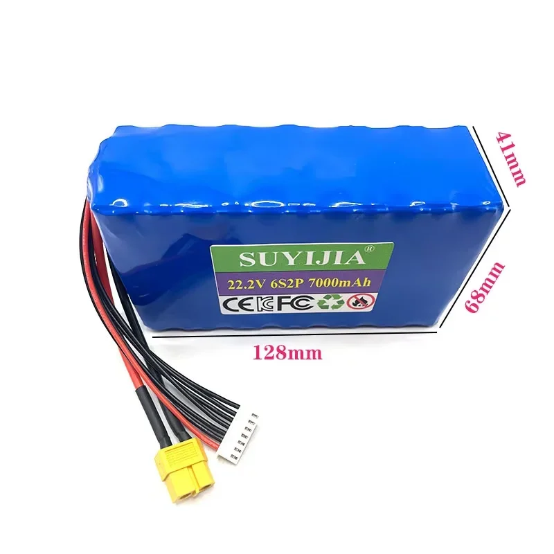 Brand New 22.2V 7000mAh Drone Lithium Battery Pack 18650 6S2P for Remote Control Car  Agricultural Spray Model Aircraft