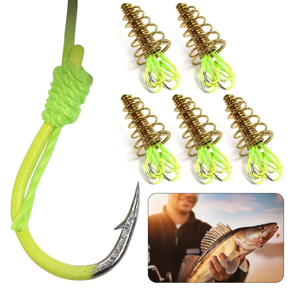 4Pcs/Lot 6 Hooks Explosion Fishing Hook Fishing Lure Bait Trap Feeder Cage Sharp Fishing Hook with Stainless Steel Springs