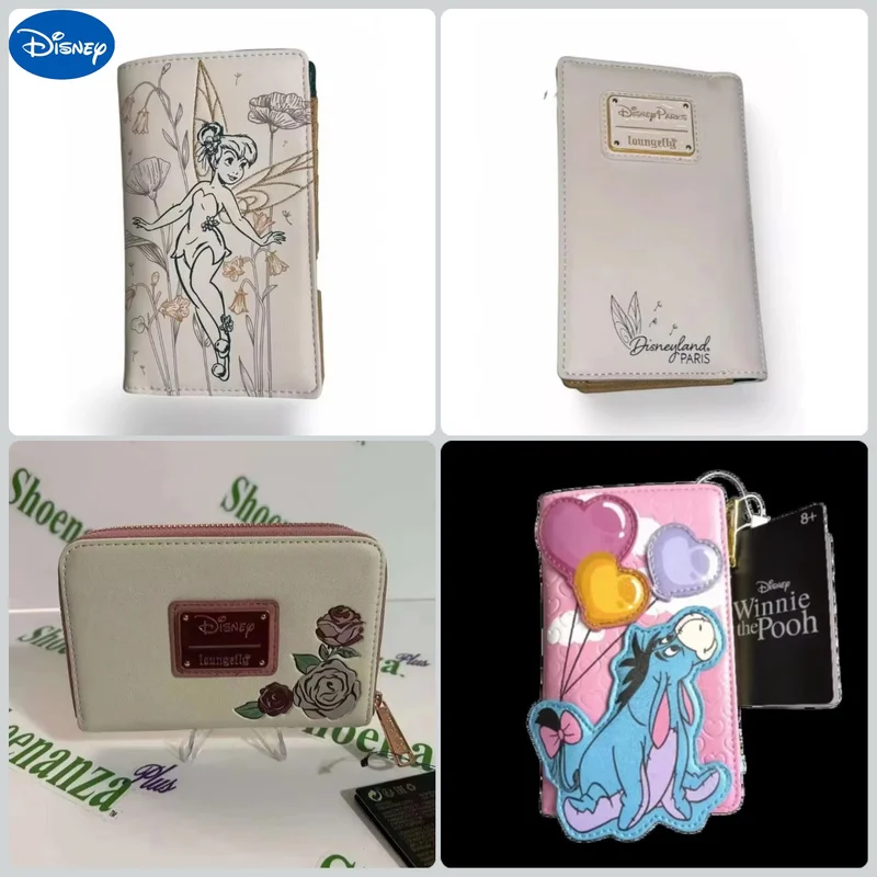 

Disney Loungefly Tinker Belle Floral Wallet Clutch Purse for Women Adult Beauty And Beast Little Fairy Card Bag Gift