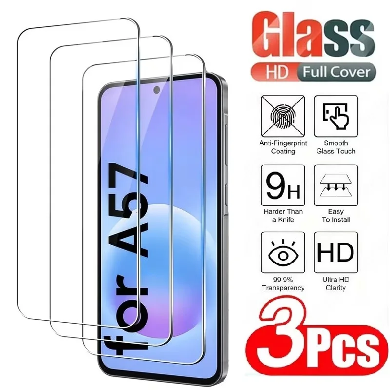3Pcs Screen Protector Tempered Glass For Samsung Galaxy A56 A36 A26 A16 A06 A57 A37 A17 A27 A07 4G