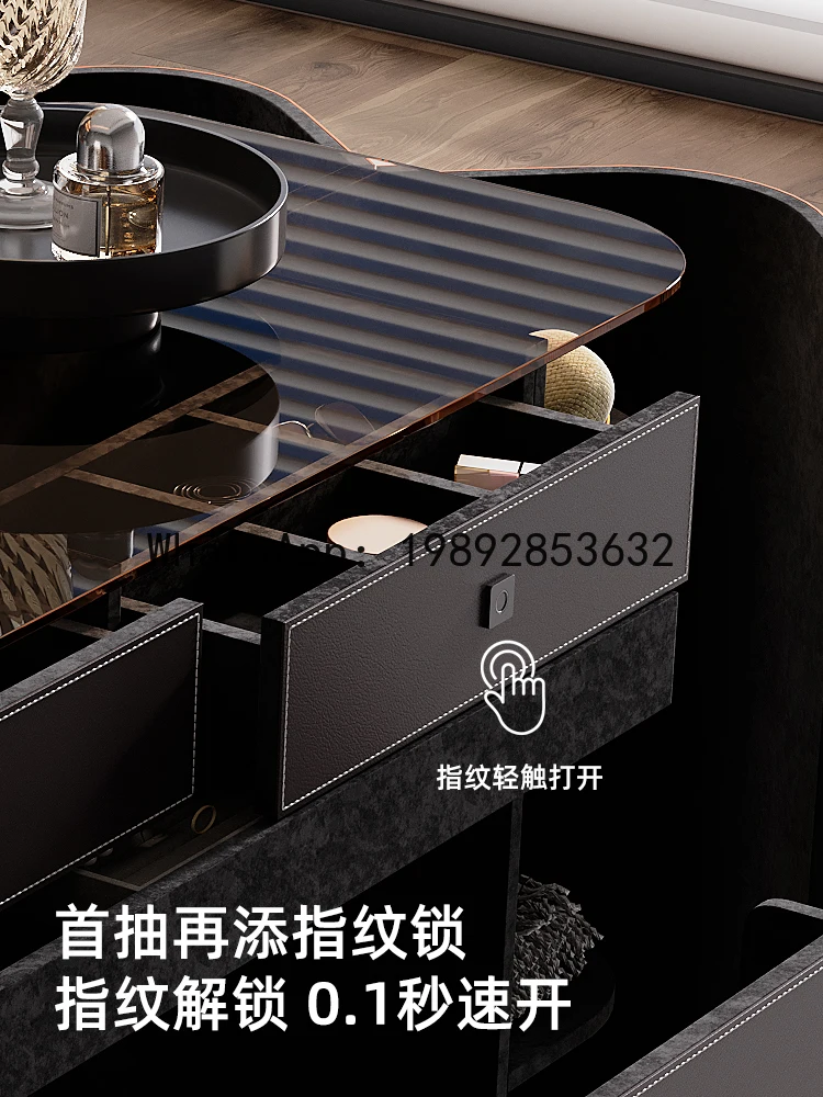 LYY Italian Style Light Luxury Wardrobe Island Bedroom Bedside Chest of Drawers with Fingerprint Lock Original Jewelry Storage