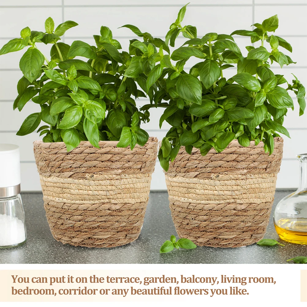 

Large Handwoven Wicker Flower Basket Natural Straw Decorative Planter Storage Basket For Laundry Organization