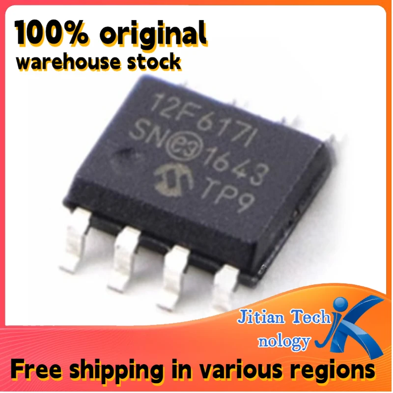 100% original inventory 10PCS PIC12F617-I/SN logo 12F617I SOIC-8 Microcontroller MCU chip IC Channel direct sales