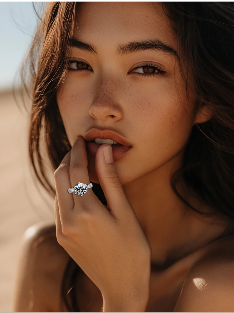 JEWELLWANG Maßgefertigter 18K Massivgold Labor-Diamantring mit Sechsfach-Krappenfassung Luxuriöser Verlobungs- und Ehering Jubiläumsgeschenk für Frauen – Detail 9