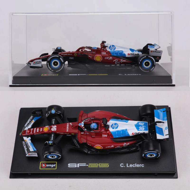 Burago 1:43 MIAMI GP 2025 Ferrari F1 Formula Racing Car SF25 NO.16 C.Leclerc Alloy Model Car