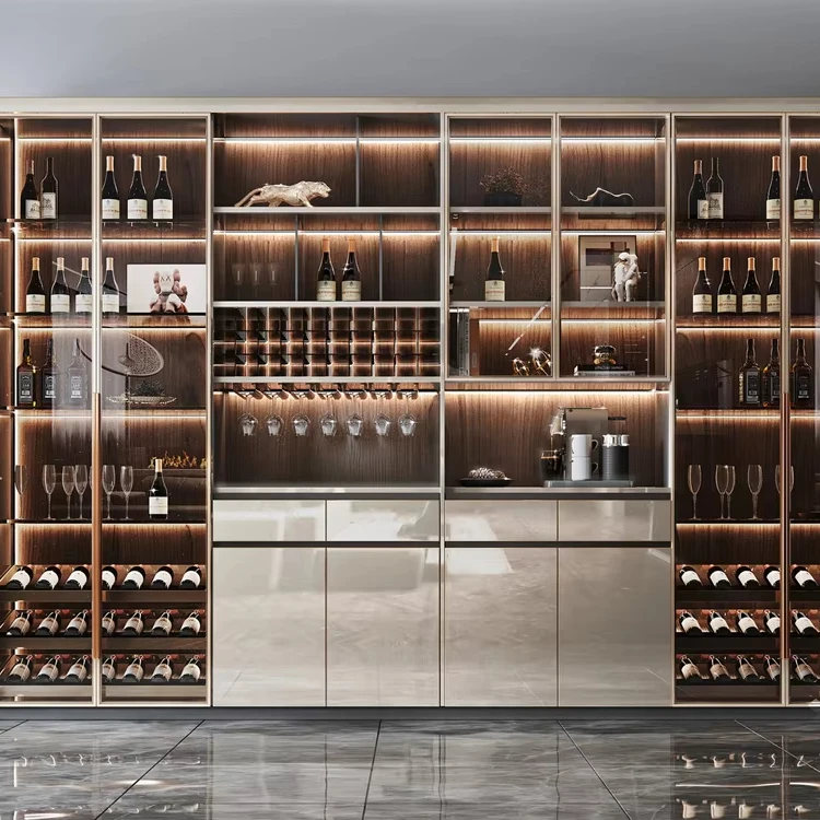 

Профессиональные винные шкафы на заказ с функцией охлаждения, складные, деревянные, для домашней мебели, хранение уровня частного винного погреба