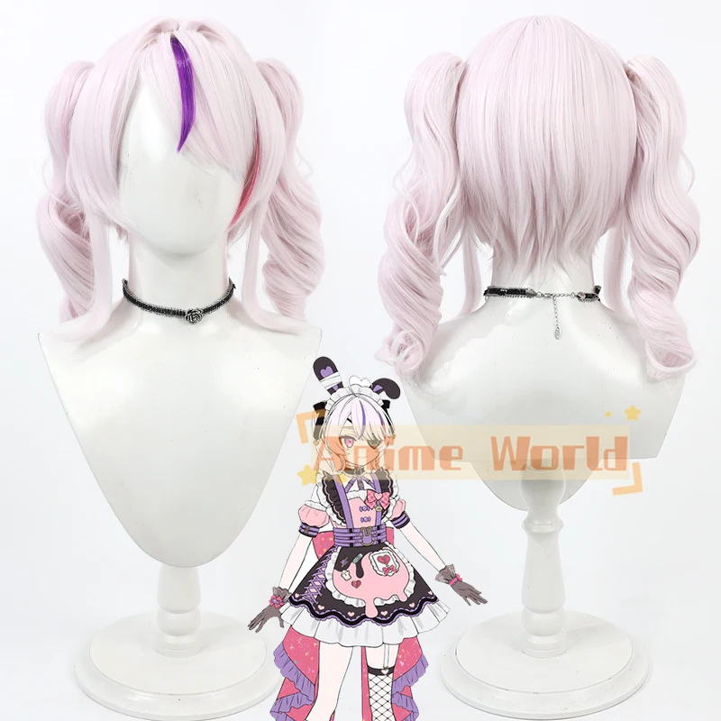 Vtuber NIJISANJI EN ILUNA Maria Marionette Cosplay Wig Pink Ponytail Heat Resistant Synthetic Hair Halloween Wigs + Wig Cap