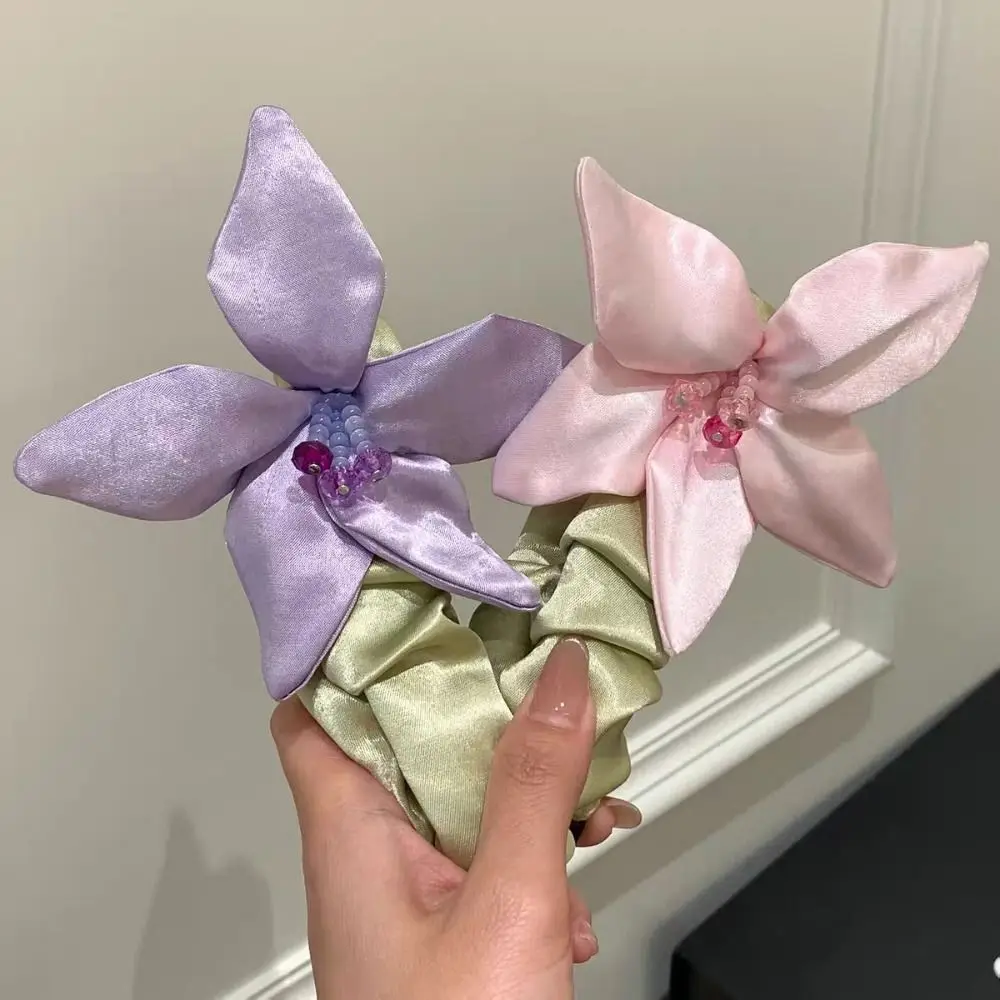 

Creative Non-Slip Satin Banana Clip Fabric High Ponytail Cloth Vertical Clip Headdress Large Size Flower Hair Clip Girl