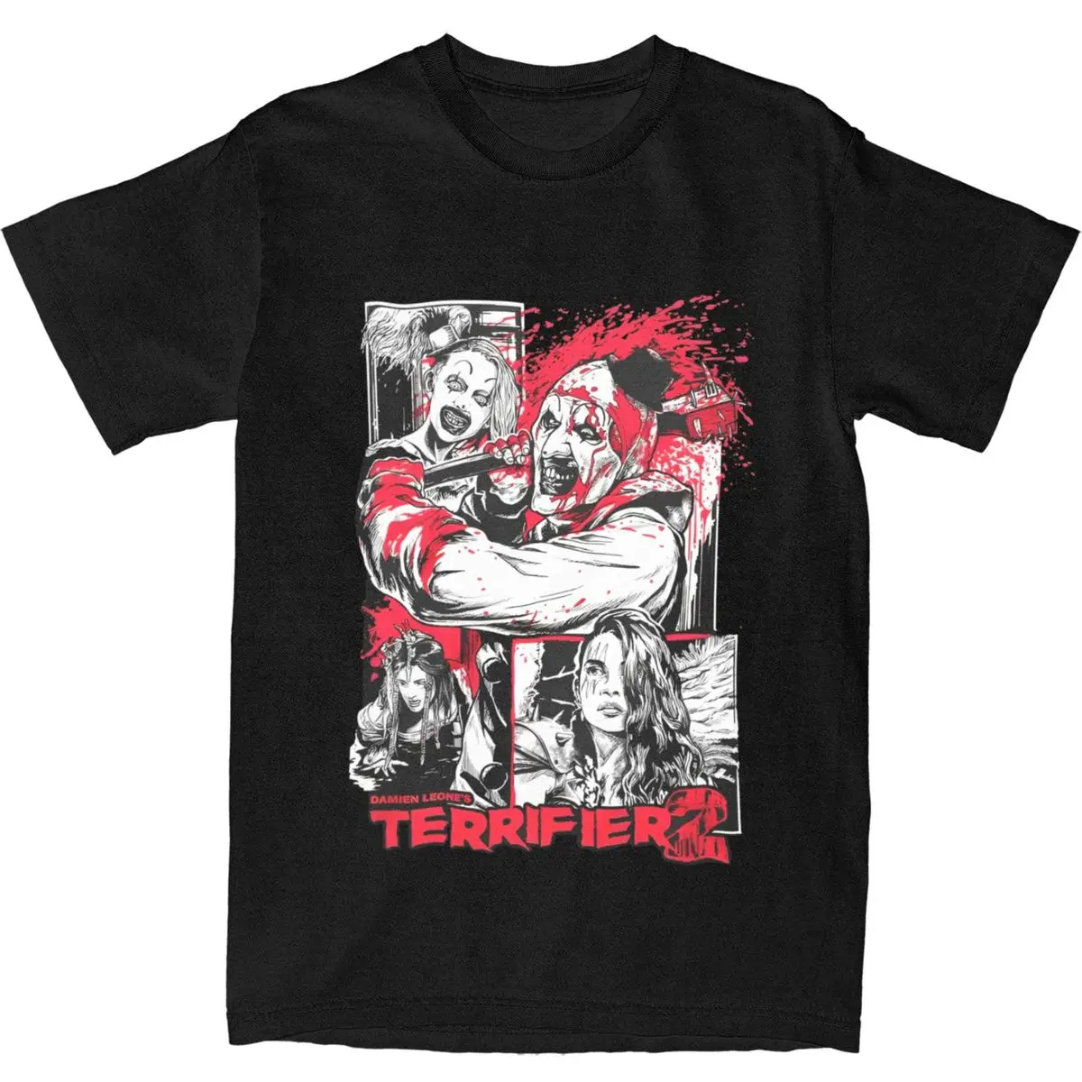 

Vintage T Shirt Terrifier Horror Movie Cotton T Shirts Halloween Novelty Tshirt for Men Summer Y2K Fun Design Short Sleeve Tops
