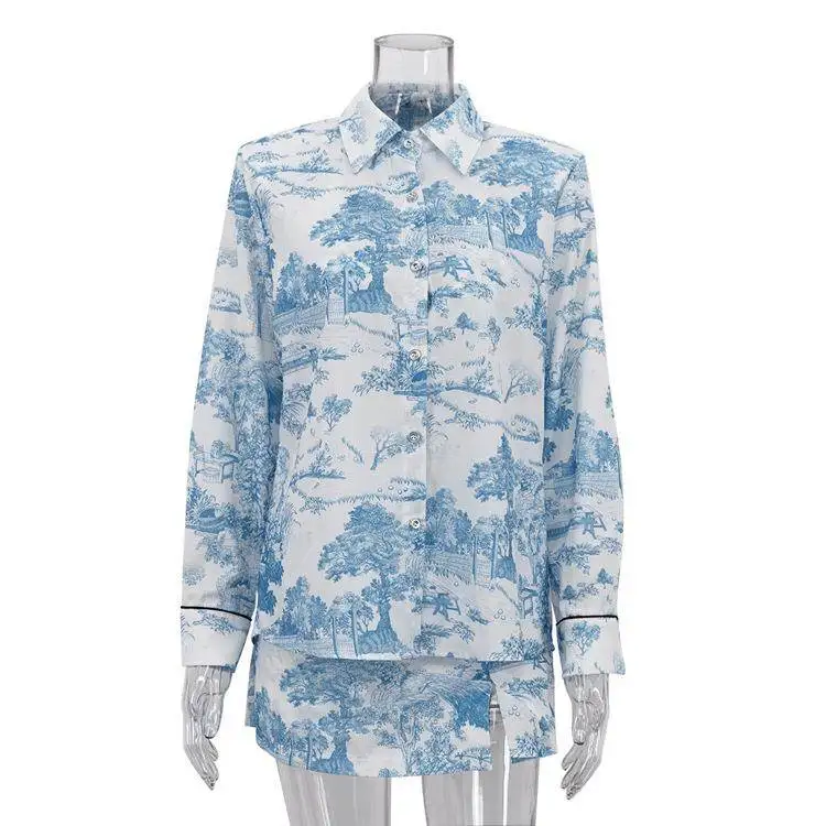 Setelan Wanita Musim Semi Gugur, Rompi, Rok Belah, Lengan Panjang, Kerah Lipat, Gaya Cina, untuk Wanita Paruh Baya