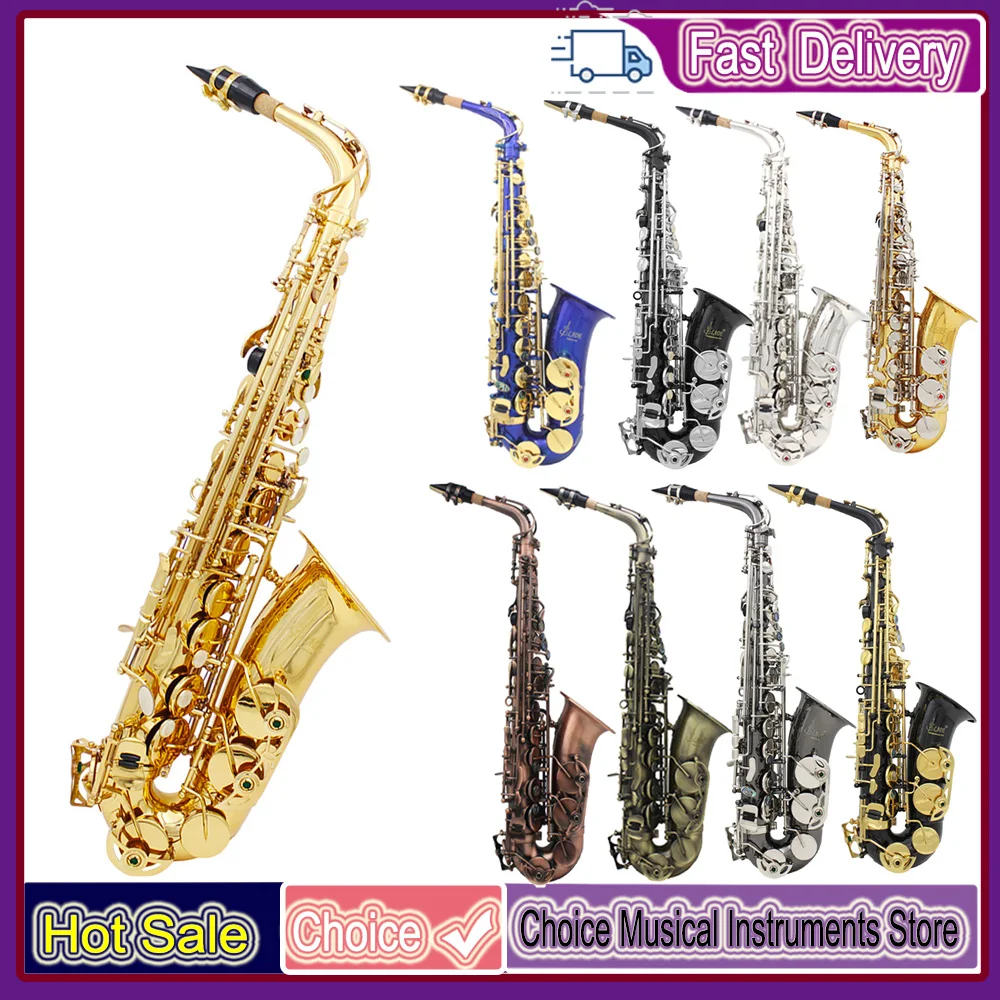 

Саксофон альт-тенор SLADE Eb, высококачественный, латунный корпус, профессиональный деревянный духовой инструмент, саксофон с чехлом, трости, перчатками, запчастями и аксессуарами