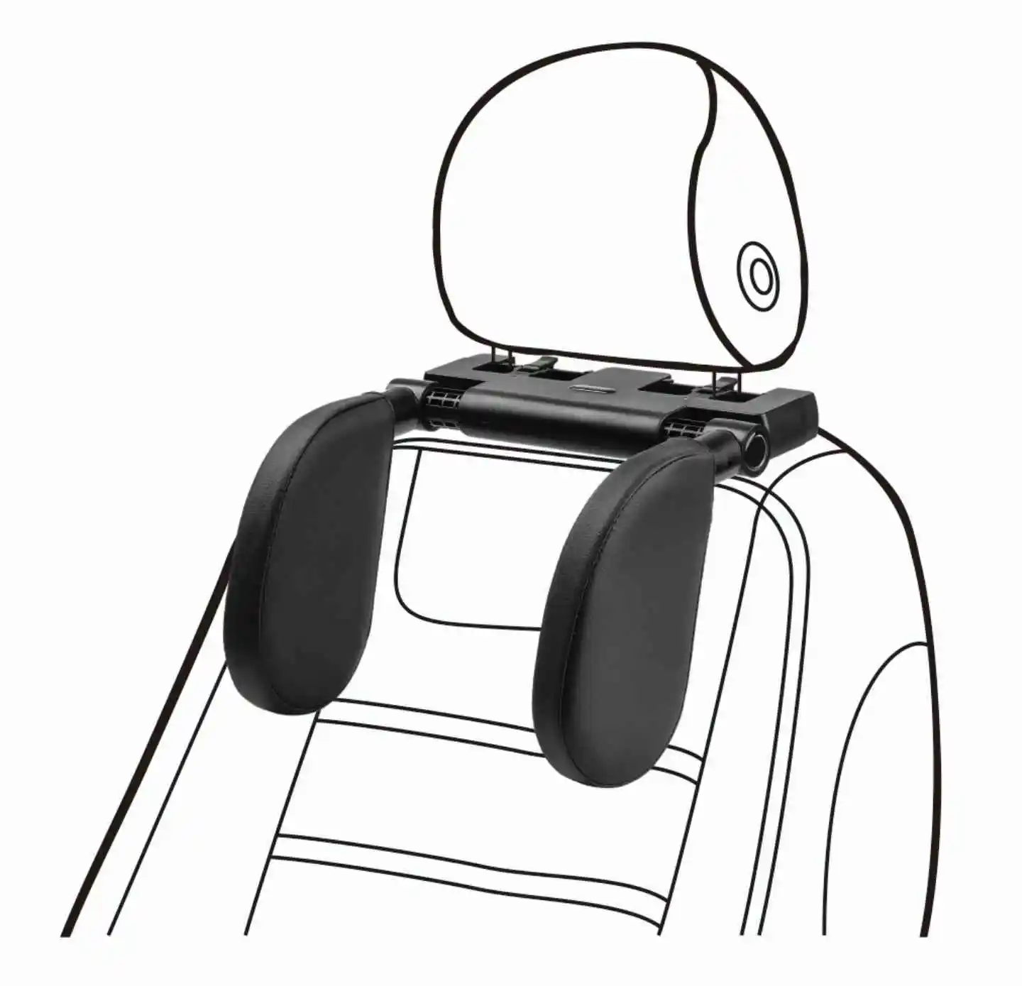 Child Car Headrest Memory Foam Featuring 360 Adjustable Side Pads and One Click Sleep Support for BMW Benz Travel