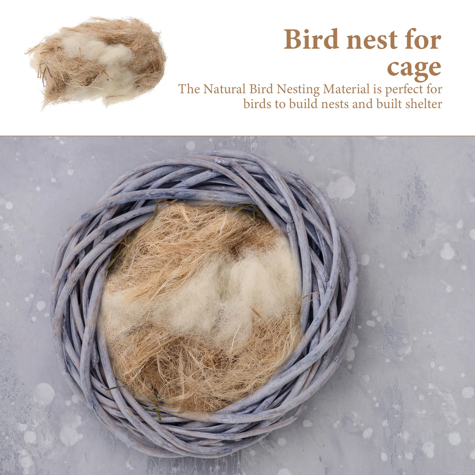 

Bird Nest Cushion Material 40g Supplies for Cage Parrots Hummingbird Nesting DIY Materials Wool Cotton Jute Silk
