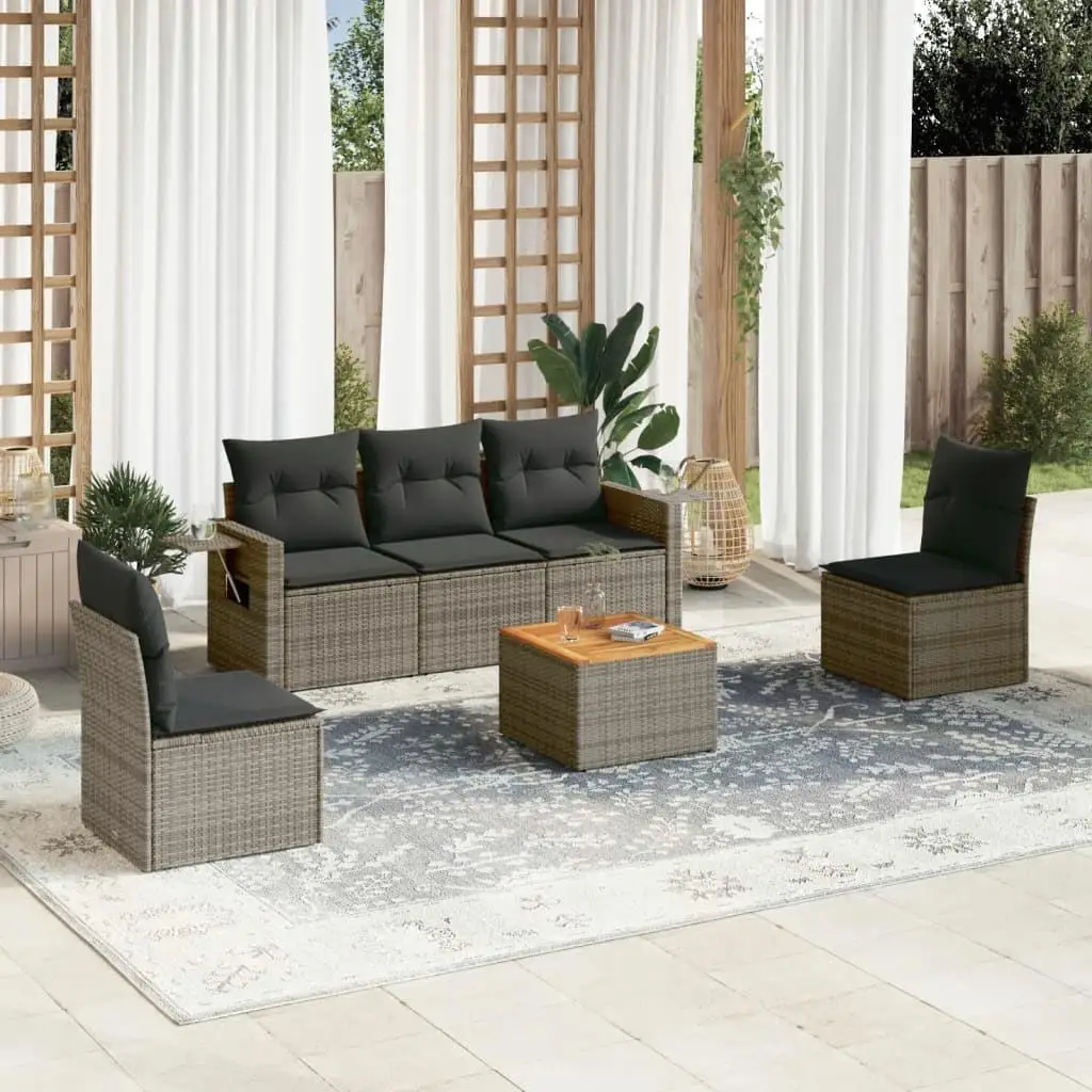 

Stylish Grey PE Rattan Garden Sofa Set with Medium Adjustable Feet Comfortable Outdoor Furniture