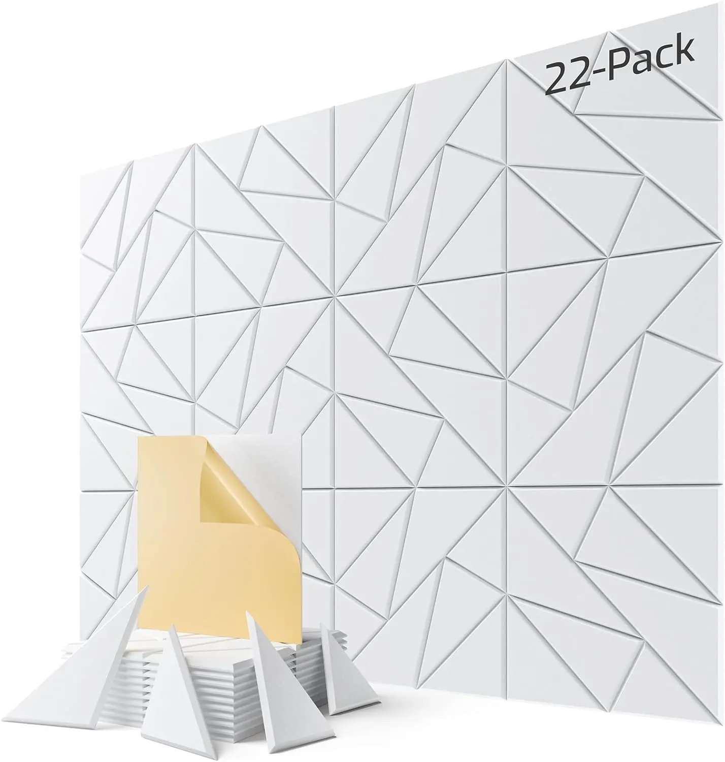 22-Pack Peel & Stick Acoustic Panels, 12x12x0.4 Inch Soundproof Foam for Walls, Noise Reduction Home Office Studio White