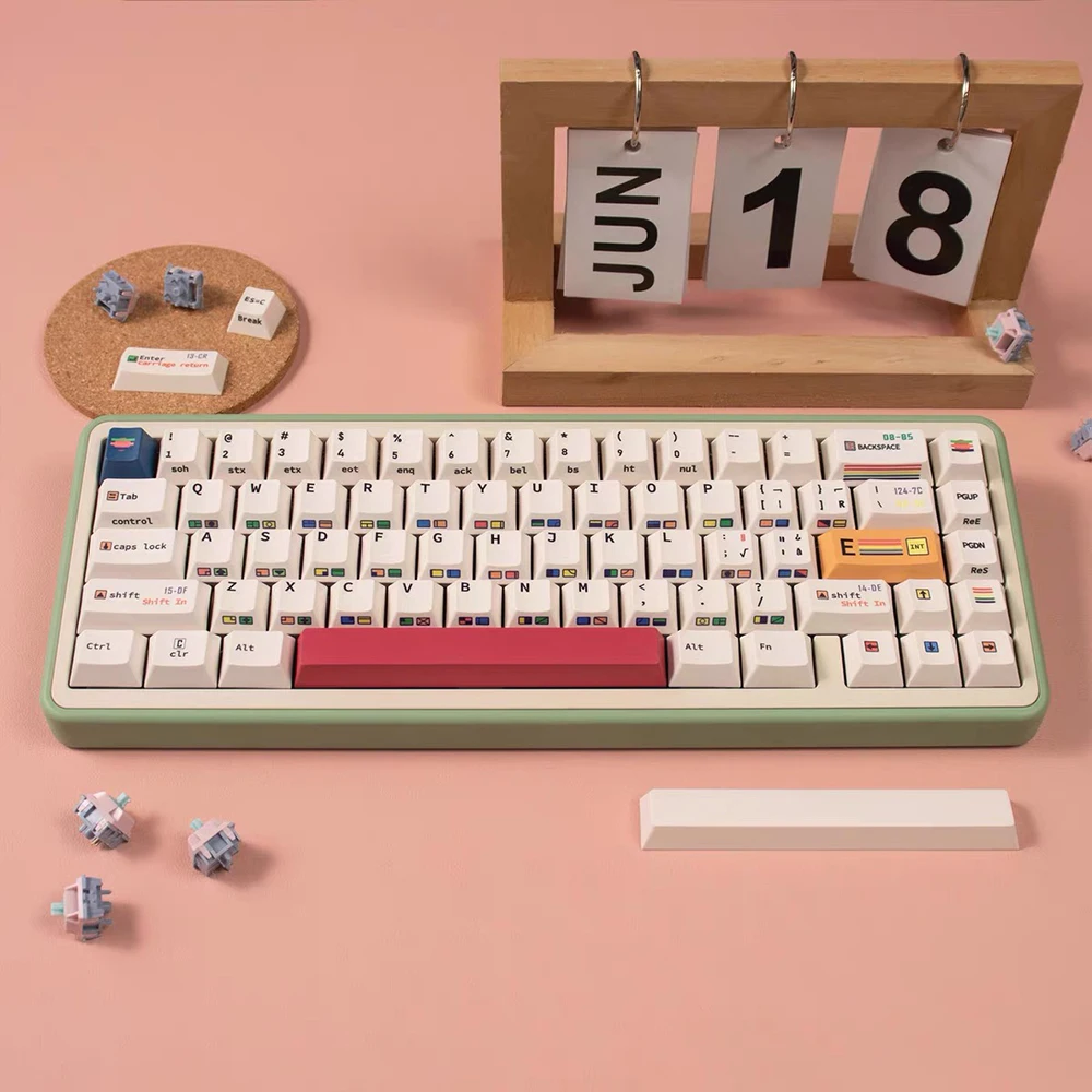 Commodore 64 C64R2 Theme PBT Keycaps Cherry Profile Sublimation Retro Keycaps for Mechanical Keyboard With ISO Enter