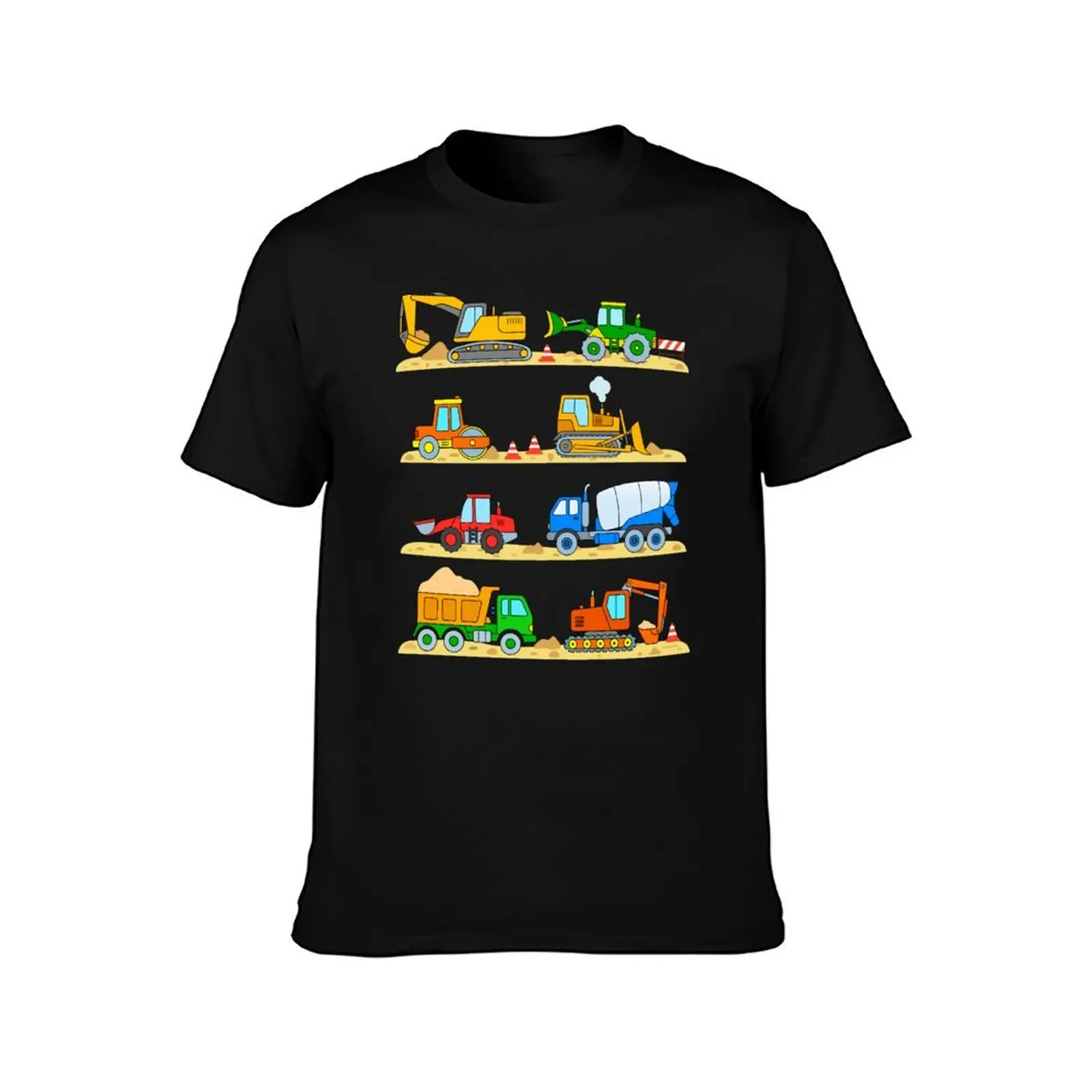 Construction Digger Dump Truck Bulldozer Concrete Mixer T-Shirt Active Wear Sports for Men T-Shirt