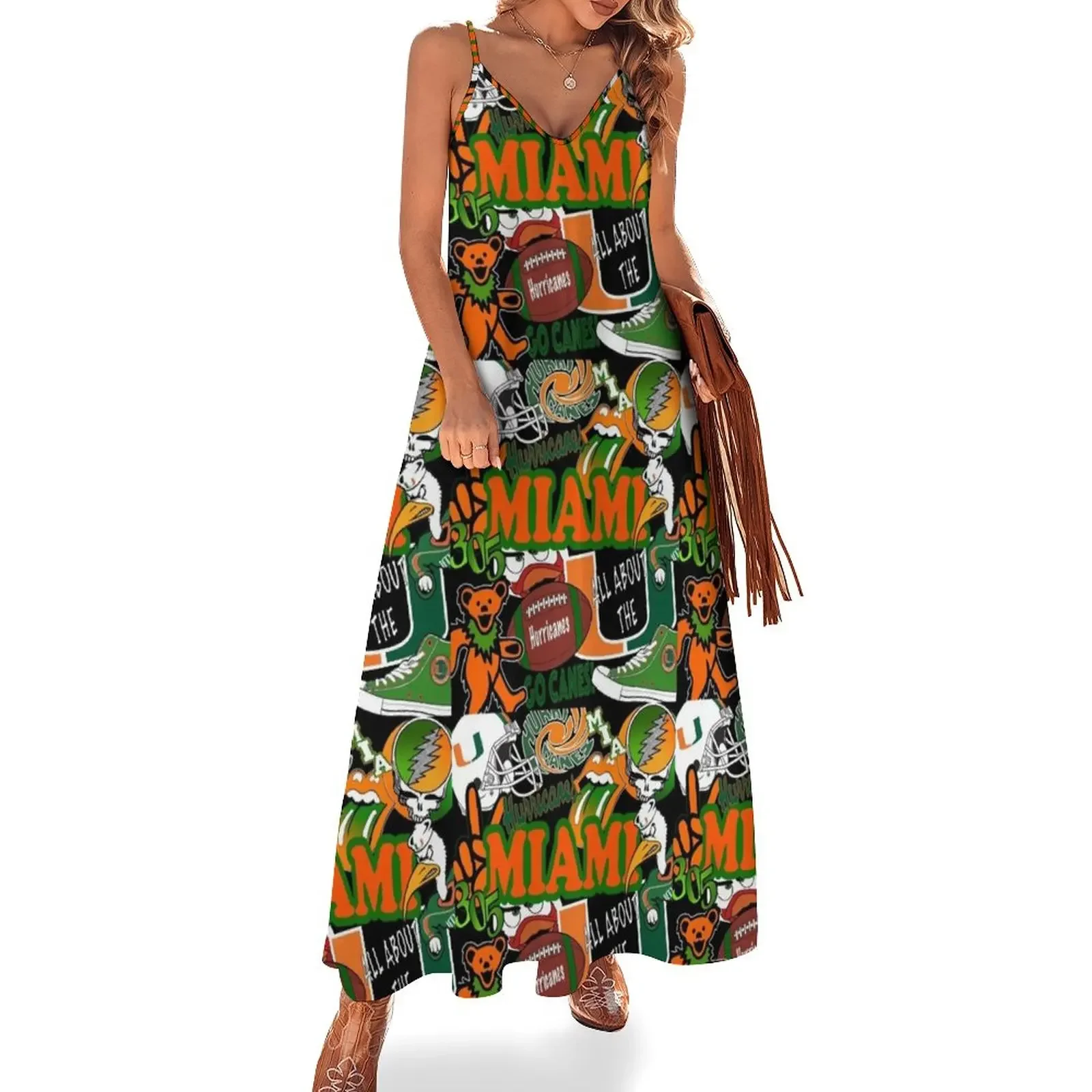 

University of Miami Sleeveless Dress Woman fashion summer dress woman 2024 trendy