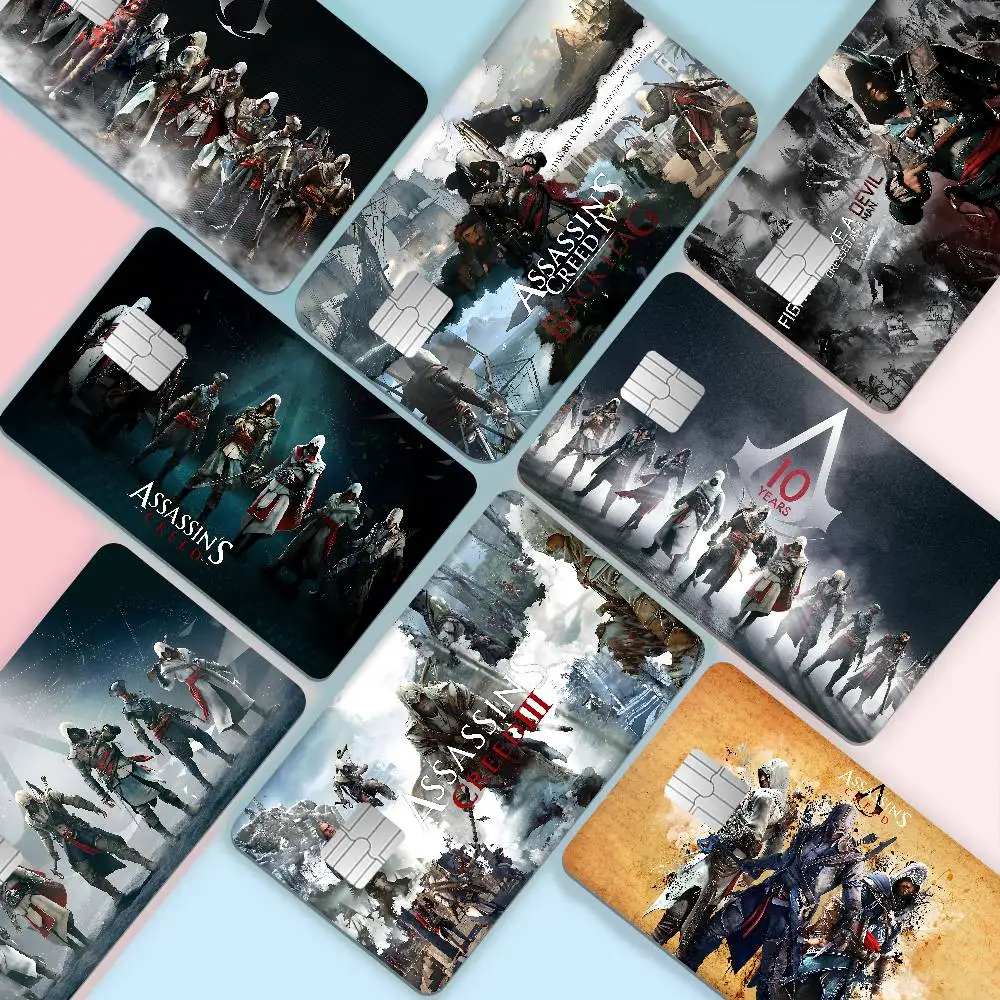 A-Assassin C-Creed Game Credit Card Skin Stickers No Adhesive Residue Water Proof for VISA Credit Card Subway Access Card