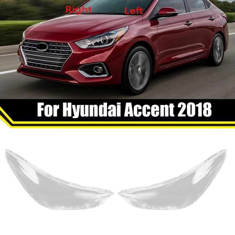 

1Pair Left+Right Car Headlight Shell Lampshade Head Light Cover For Hyundai Accent 2018 2019