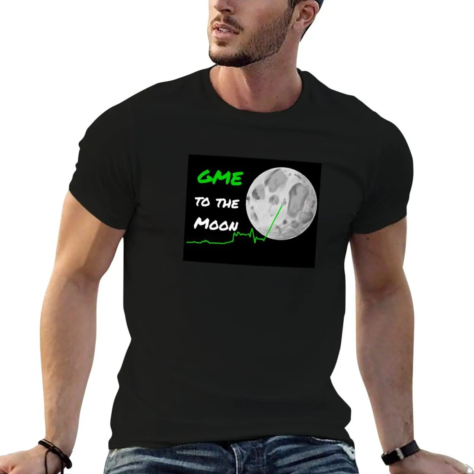 

GME To The Moon (Black) T-Shirt t shirt custom print t shirts for man cotton men t shirt cotton 100% T-shirt