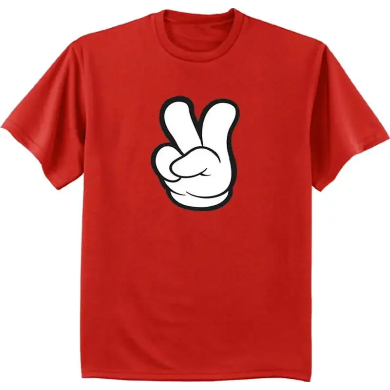 Peace Sign Design T Shirt For Men Red Fingers