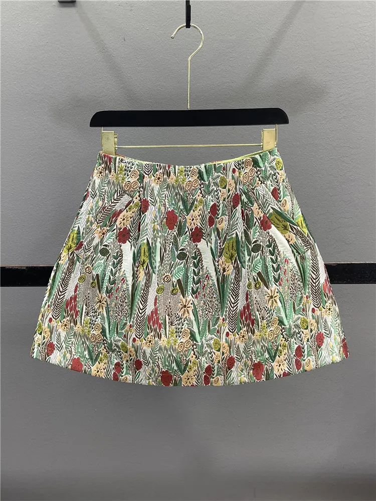 

Retro Heavy Embroidery A-Line Skirt Women's Summer New High Waist Loose Slimming Skirts Casual Cotton Blend Skirts