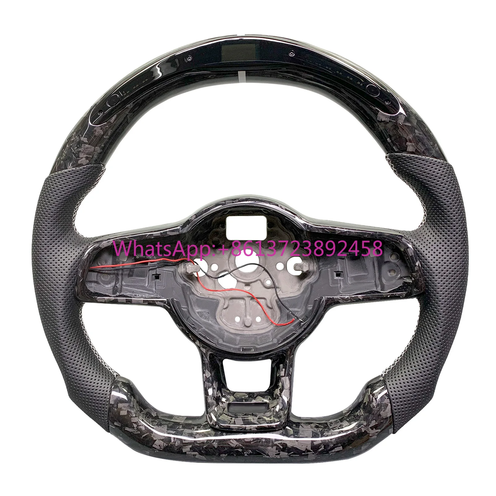 

For Volkswagen Golf 7th GTI Customized Perforated Leather Carbon Fiber Steering Wheel Led Rpm Display 2015-2019