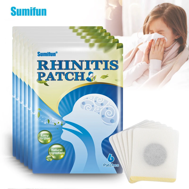 6Pcs Sumifun Rhinitis Treatment Patch Cold Stuffy Nose Fever Care Sticker Relieve Cough Headache Dizziness Body Care Plaster