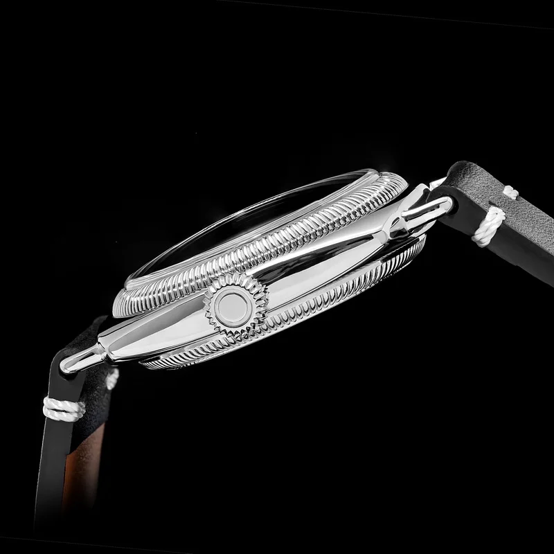 ساعة كوارتز رجالية من ثورن 36 ملم ساعة يد مربعة 100 متر مقاومة للماء مرآة ياقوت VD78