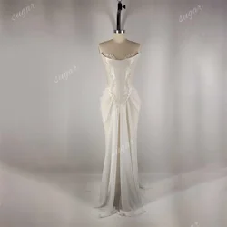 Retro Paleis Korset Trouwjurk Voor Vrouwen Kanten Applique Zeemeermin Bruidsjurken Geplooid Sexy Formele Feestjurken Robe De Mariée