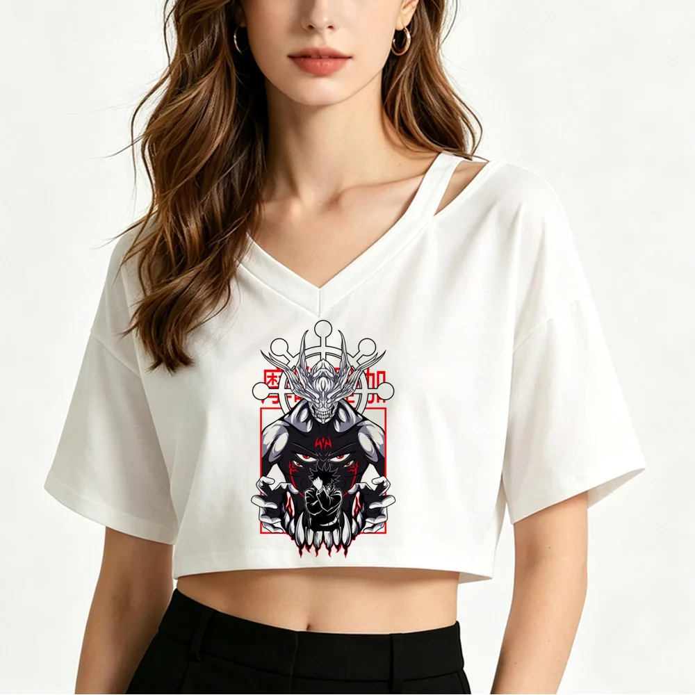 Jujutsu Kaisen Gojo crop top women vintage summer gothic shirt manga y2k korean fashion japan cheap