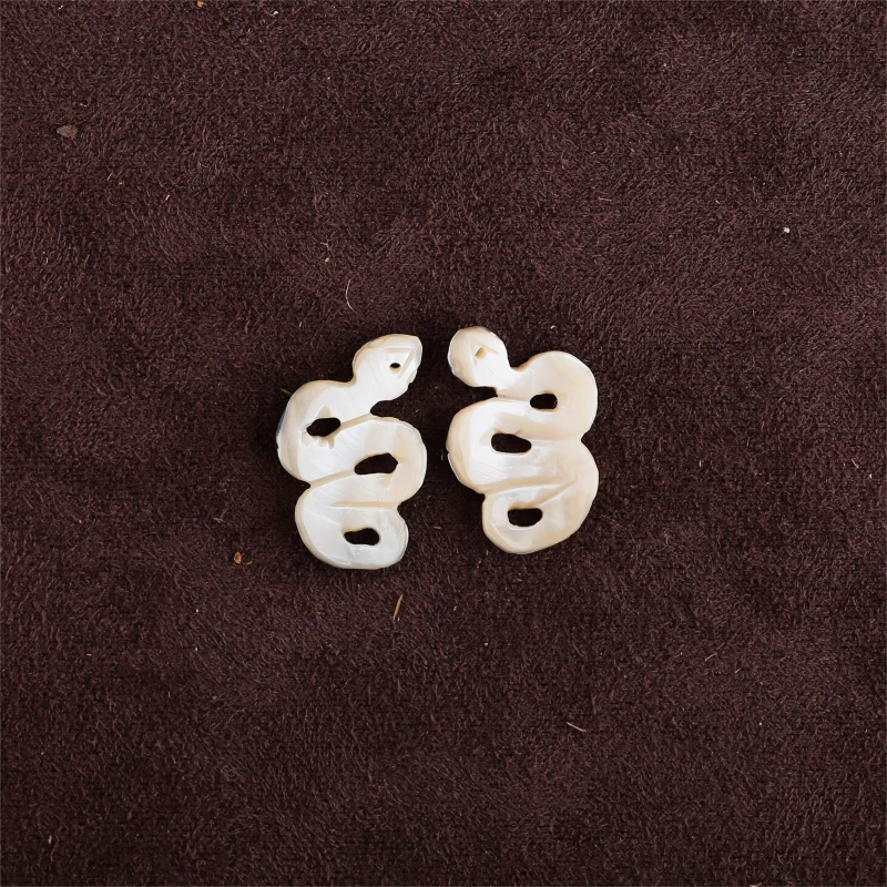 Natural Shell Snake Earring Beads for Jewelry Making, Handmade Natural stones beads 4