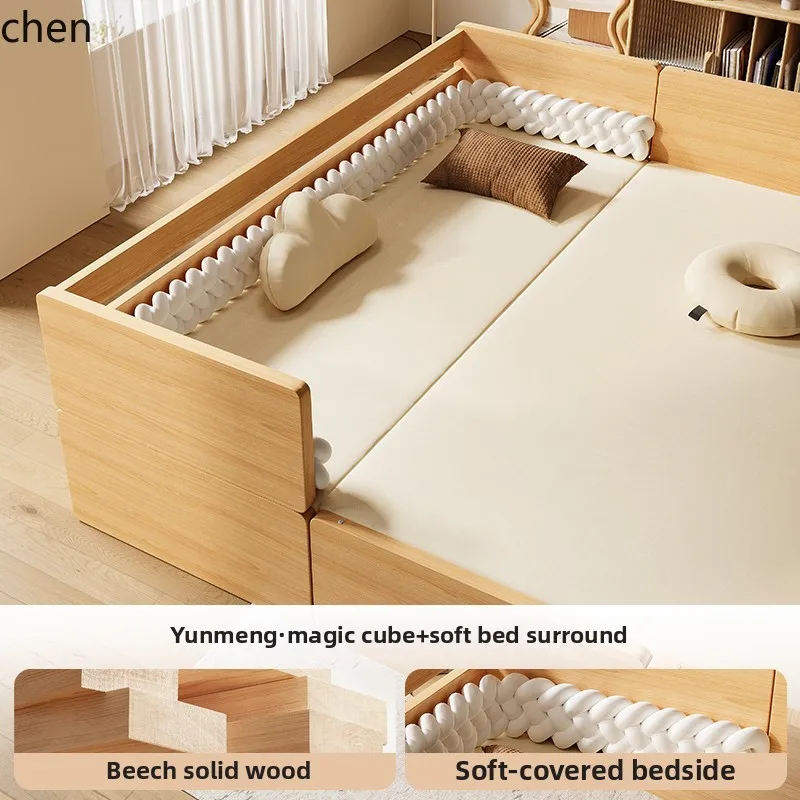 

ZML splicing bed crib solid wood multifunctional bedside bed widened adults can sleep