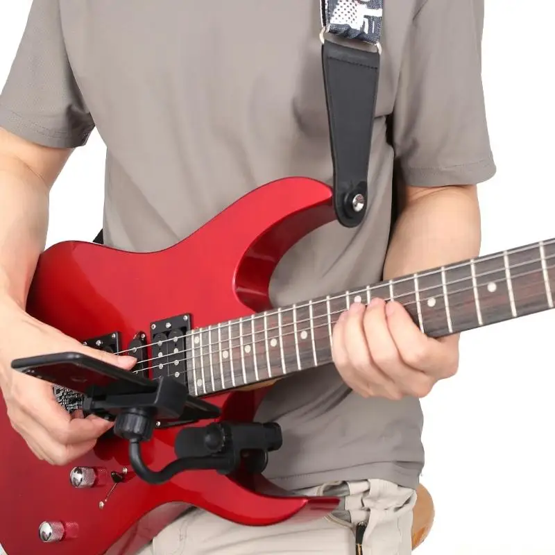 31BE Clamp Mount Phone Stand Adjustable Phone Clip for Bass Guitars Ukuleles